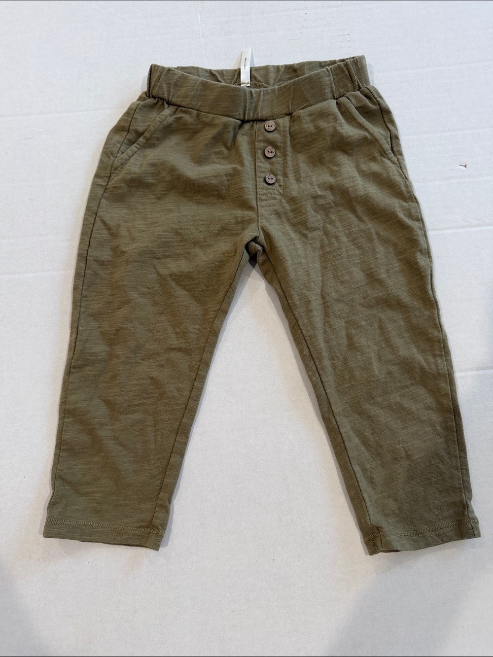 Rylee + Cru Olive Green Pull-On Pants with Faux Buttons